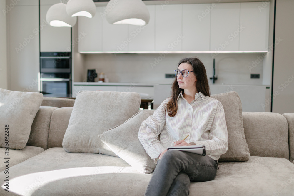 Fototapeta premium Woman in a modern house interior