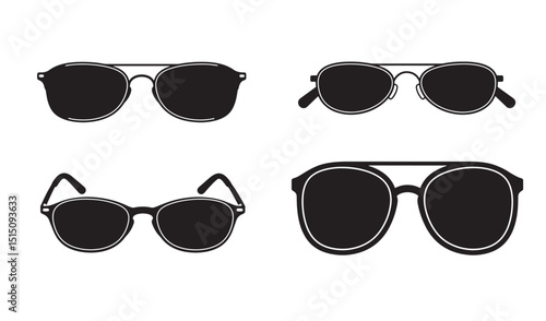Vector illustration of different styles of black sunglasses isolated on a white background