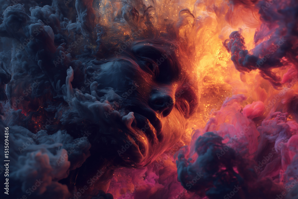 Fototapeta premium Abstract Face in Colorful Smoke