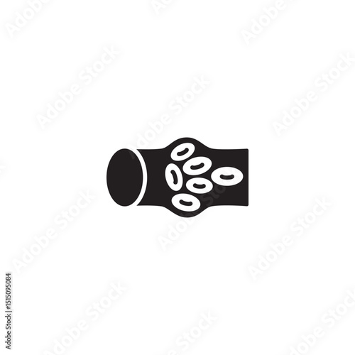 Artery with red blood cells medical illustration human biology black and white