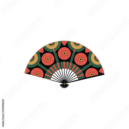 Beautiful hand fan vector art illustration