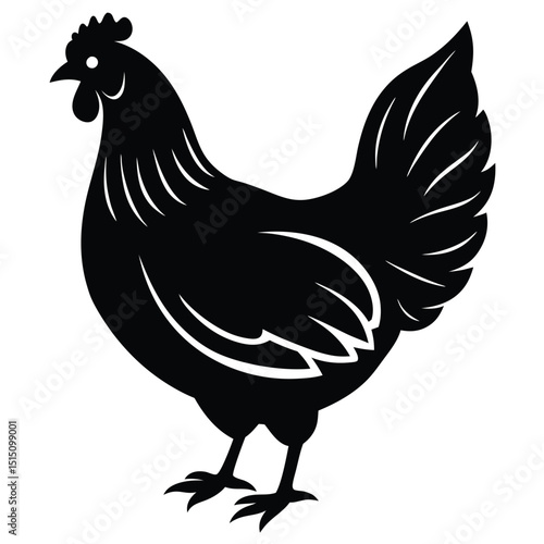 Black Silhouette Hen with Berry – Farm Animal Vector Art,
Chicken Feeding Scene with Nest – Vintage Farm Illustration,
Classic Hen Silhouette – Retro Poultry Artwork Design.