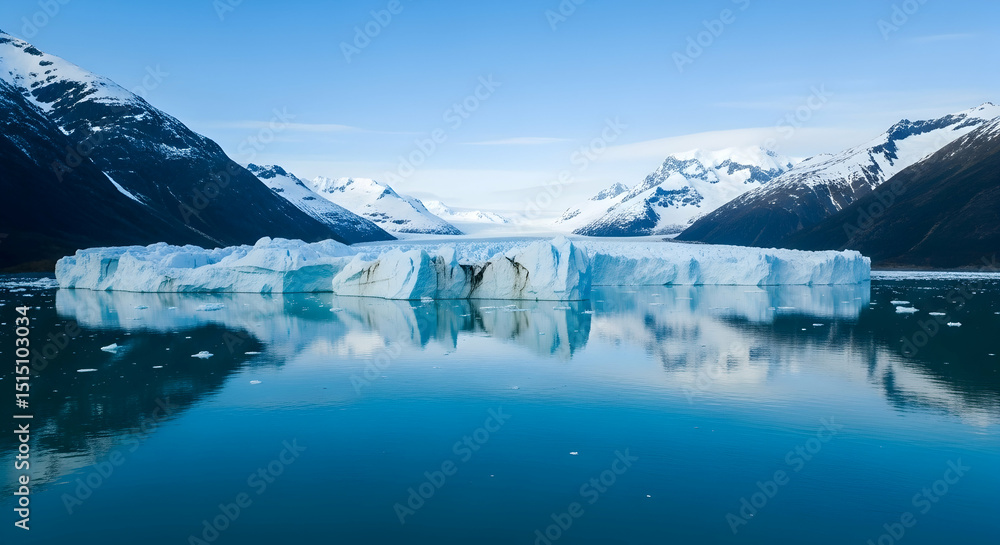 Fototapeta premium Majestic Iceberg Floating In Calm Waters Under Blue Sky In Patagonia