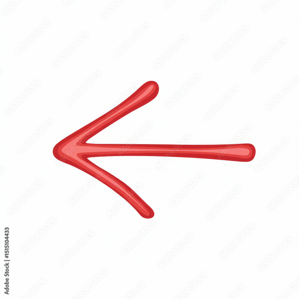Red hand drawn left arrow direction indicator Red hand drawn left arrow direction indicator