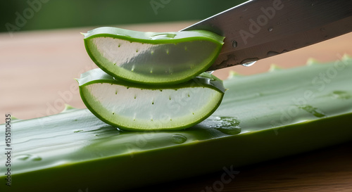 Sliced Fresh Aloe Vera for Natural Remedies and Skincare Ingredients