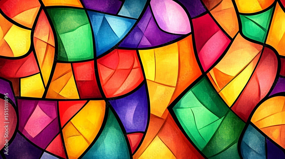 Fototapeta premium Vibrant stained glass pattern design.