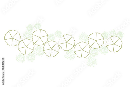 architecture drawing plant tree top view, Includes greenery, bushes, for landscape plan and architecture layout drawing, elements for environment and garden