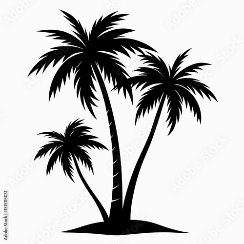 Tropical beach sunset with silhouetted palm trees