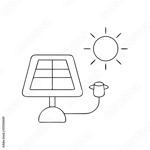 Modern eco-friendly house icon with solar-powered gadgets and sun symbolism - modern eco-friendly home 