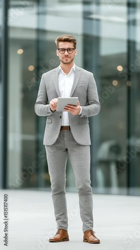 Young entrepreneur presenting a project in a modern office