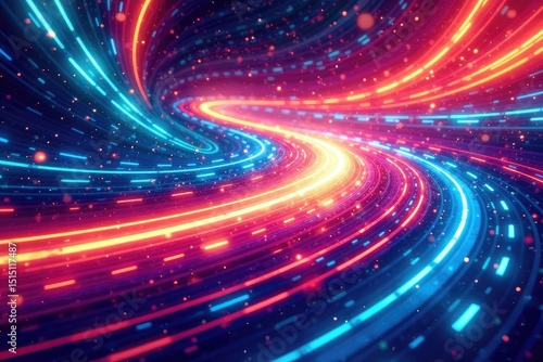 Abstract swirls of color creating a dynamic race track pattern , curve, vibrant