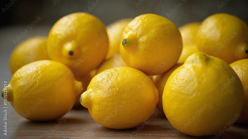 Artistic depiction of fresh lemons with textured skin in natural lighting Artistic depiction of fresh lemons with textured skin in natural lighting
