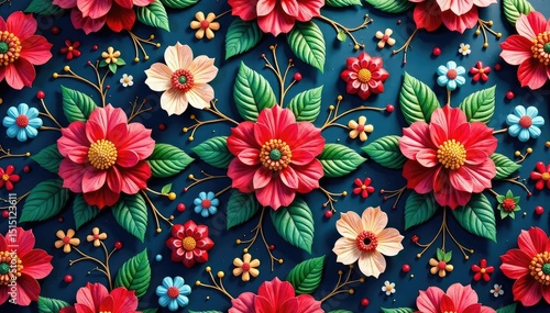 Intricate floral design, repeating seamlessly , design, print, illustration