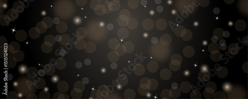 Abstract blur sparkles bokeh background with glowing stars glitters light effect confetti banner design.