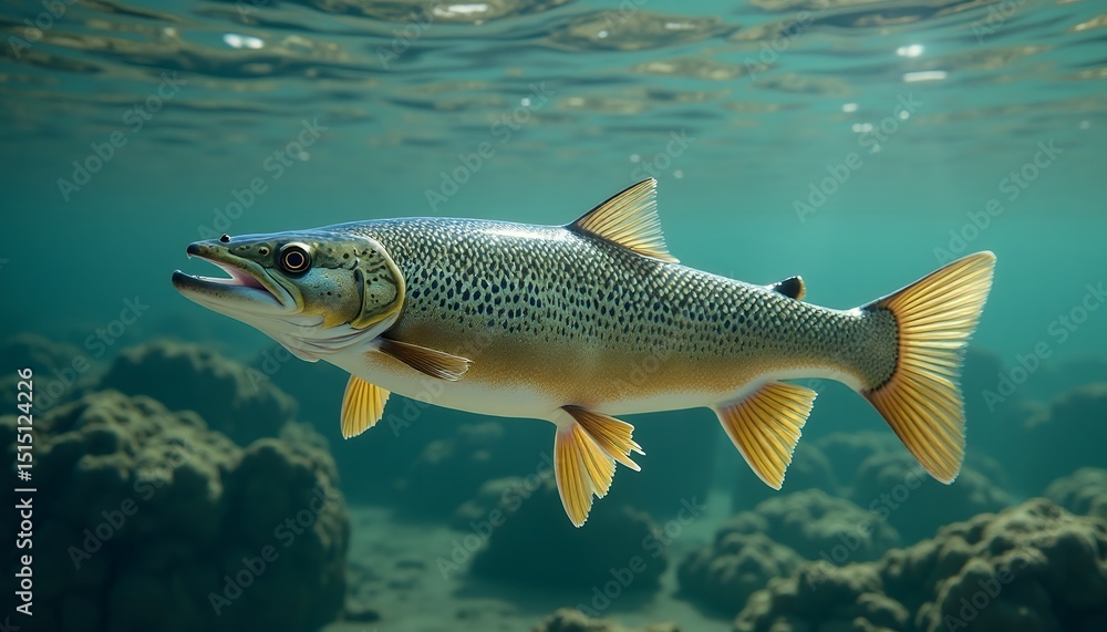 Naklejka premium Fish swimming underwater in nature