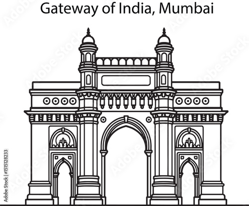 Gateway of India Minimal Line Vector