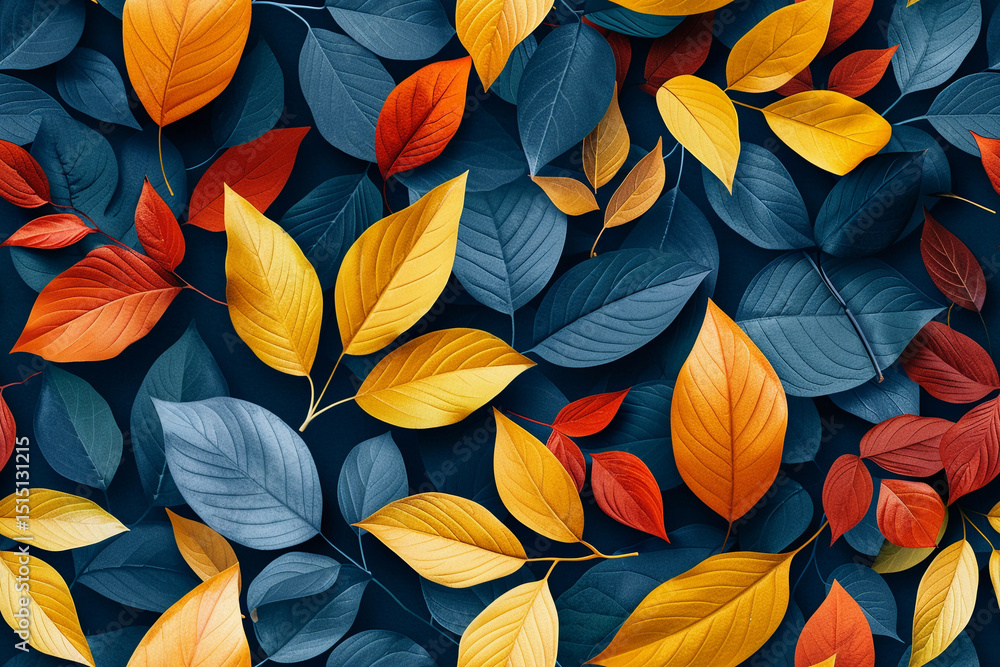 Colorful seamless pattern of autumn leaves on a dark background Colorful seamless pattern of autumn leaves on a dark background