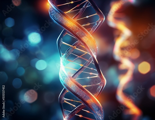 a glowing dna strand is shown in a blurry glowing image by ai generated image
