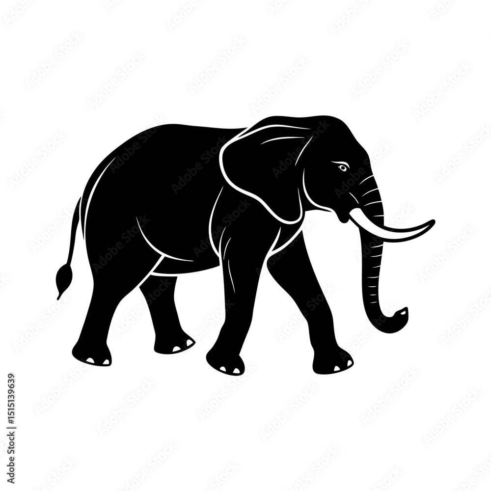 Obraz premium Walking Elephant Silhouette Illustration