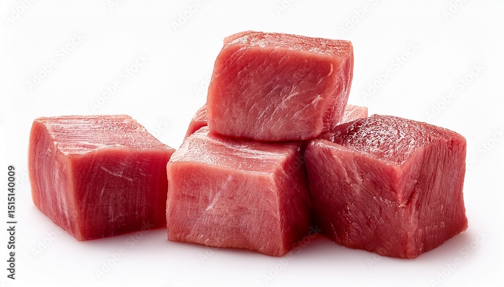 cubed meat isolated on a white background cubed meat isolated on a white background