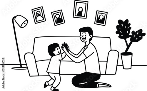 Father’s Day Celebration Concept – Dad and Kids, Love, Gift, and Family Bonding Illustration or Photo