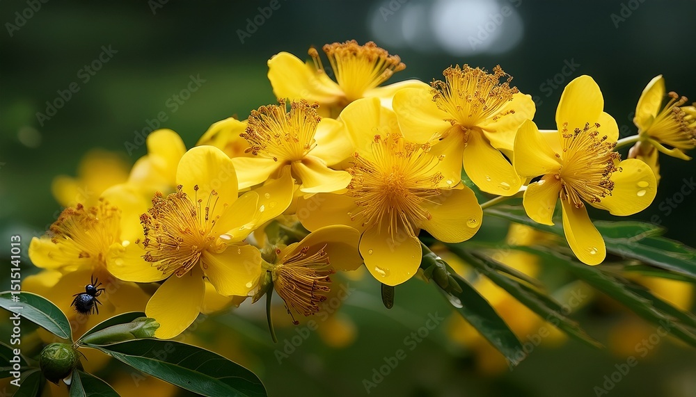 Obraz premium yellow senna alata flowers with aphids and ants on their surface blooms yellow botanical