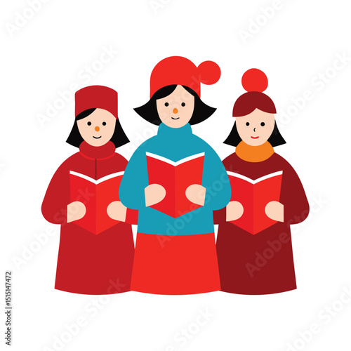 caroling vector art on white background