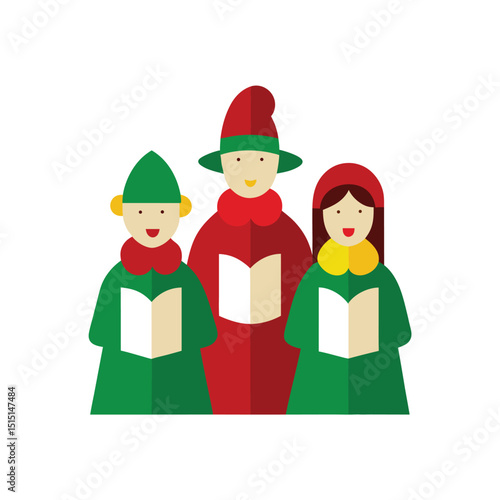 carolers vector art on white background
