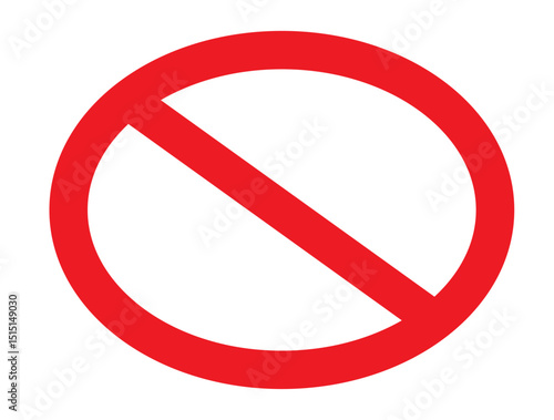 the universally recognized no symbol or prohibition sign. It is characterized by a bold red circle with a prominent red diagonal line slashing across it from the upper left to the lower right