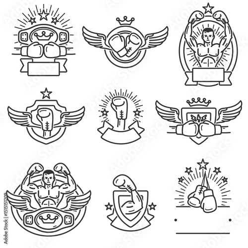 Boxing collection labels and icon set. Collection icon boxing. Vector