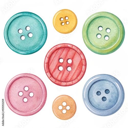 Colorful Watercolor Buttons Illustration