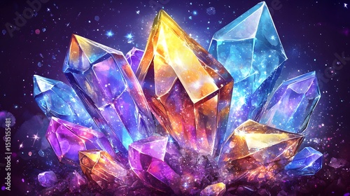 Wallpaper Mural A cluster of vibrant crystals in various hues. Torontodigital.ca