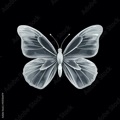glass butterfly on black background