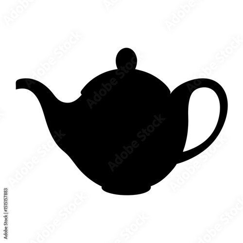 Simple black and white silhouette of a traditional style teapot