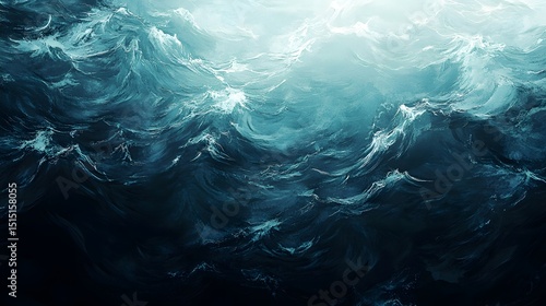 Wallpaper Mural Deep ocean waves in shades of blue. Torontodigital.ca