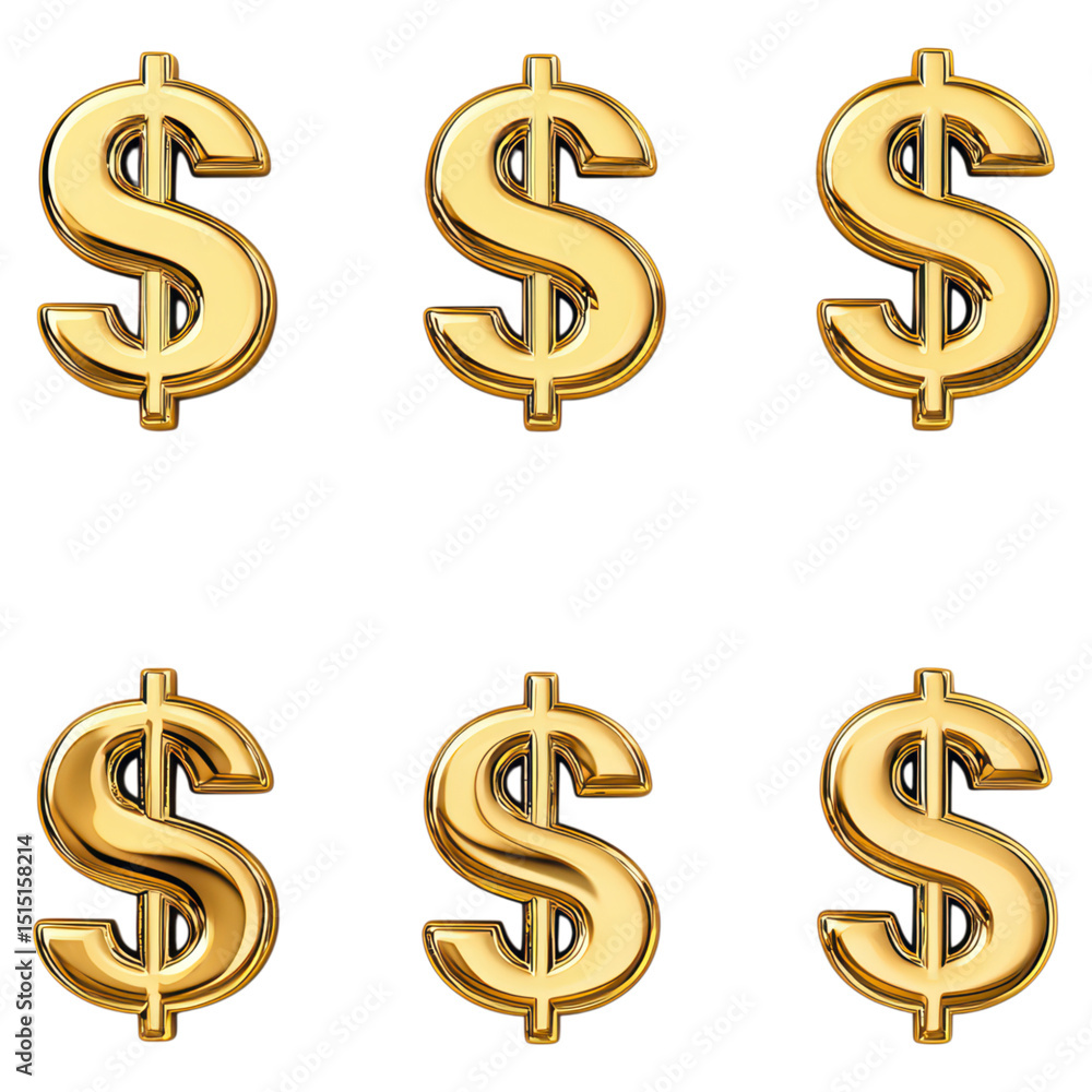 Gold Dollar Signs on a Black Background for Financial Themes and Concepts, isolated on transparent background. Gold Dollar Signs on a Black Background for Financial Themes and Concepts, isolated on transparent background.