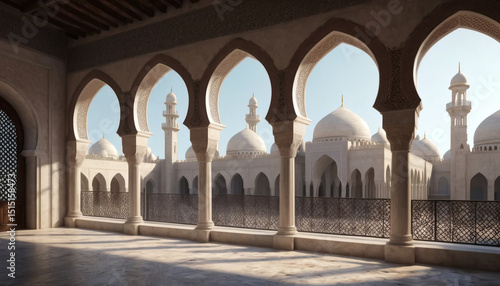 Islamic Architecture  Mosque View Through Arches