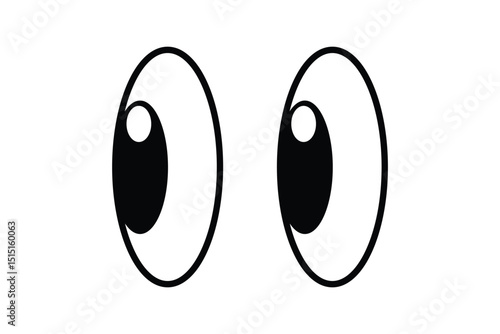 Cartoon eyes wide open with raised eyebrows, expressing surprise and astonishment in a playful and humorous manner, creating a whimsical and engaging character design. Cartoon eyes with different view