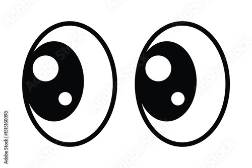Cartoon eyes wide open with raised eyebrows, expressing surprise and astonishment in a playful and humorous manner, creating a whimsical and engaging character design. Cartoon eyes with different view