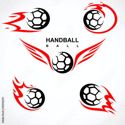 Handball ball set. Collection icons handball. Vector
