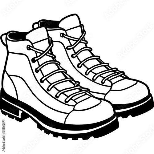 Simple Hiking Boots Vector on White