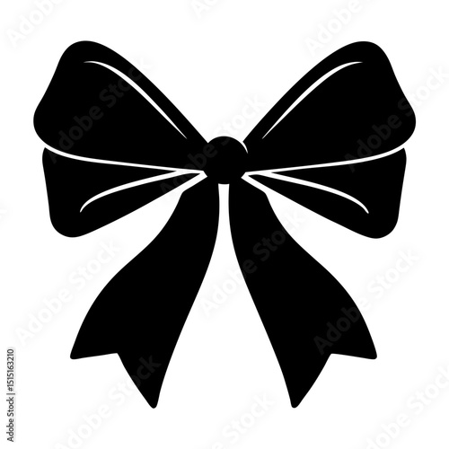 Elegant black ribbon bow design, perfect for gifts and celebrations illustration