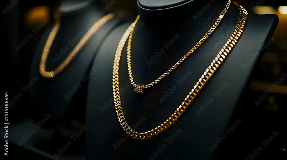 Fototapeta premium Elegant Gold Necklaces Displayed 416F6