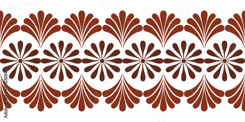 Vector illustration of a seamless ethnic folk pattern in blue tones with floral and geometric patterns. Perfect for use on fabric, wallpaper, wrapping paper and clean, traditional decorative designs.