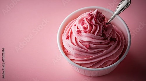 Pink frozen yogurt in a bowl