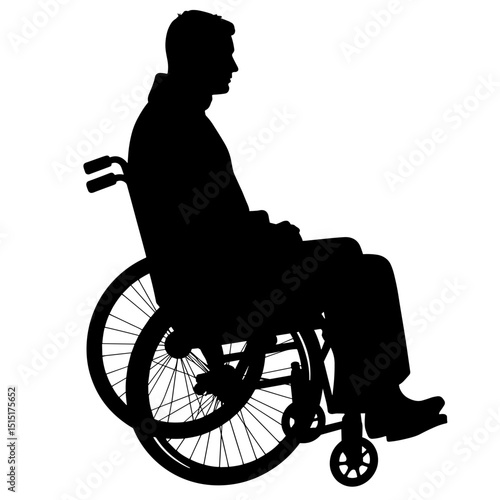 Silhouette of person in wheelchair with neck brace, black and white image, injury recovery