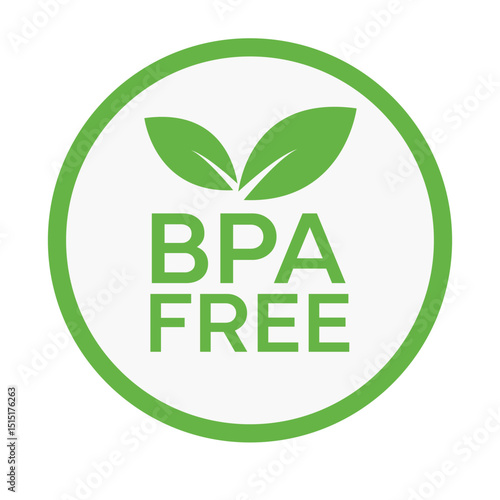 Minimal BPA Free Icon with Two Leaves and Circular Outline – Eco Label for Natural and Non-Toxic Items