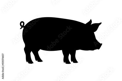 Pig silhouette vector illustration farm animal