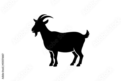 Black silhouette vector image of a standing goat