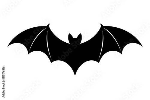 Black silhouette flying bat halloween vector image